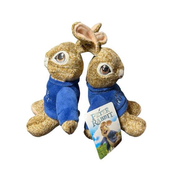 Peter Rabbit Mini Stuffed Plush Backpack Key Clip 6" Movie 2022 Lot of 2 *NEW* - Picture 7 of 7